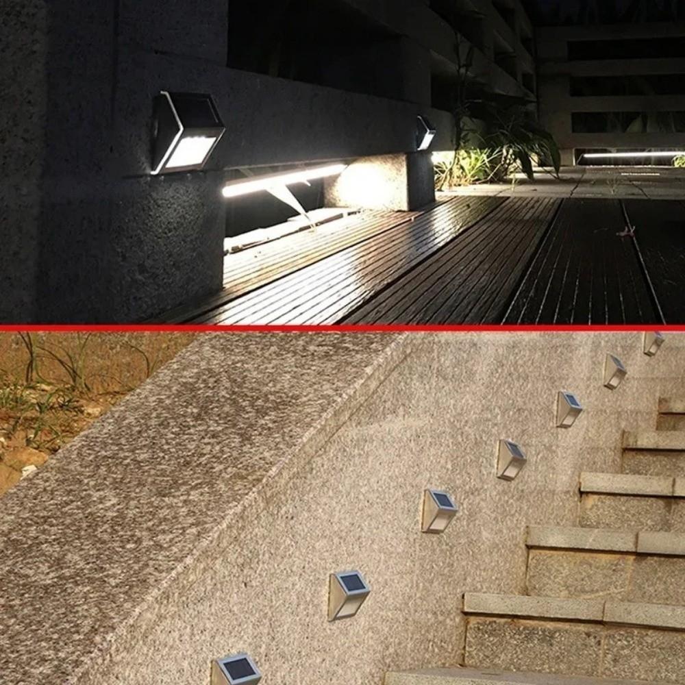 Stainless Steel 3LED Step Light Waterproof Easy Installation Solar Fence Lights Warm Light Deck Lights