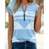 Women's Polo Shirt with Fashionable Zipper and Geometric Design, Suitable for Daily Casual Wear