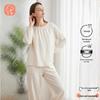 Off-White Pure Cotton Gauze Pajama & Loungewear Set for Women, Simple & High-Quality, Perfect for Spring/Summer, Indoor & Outdoor Wear