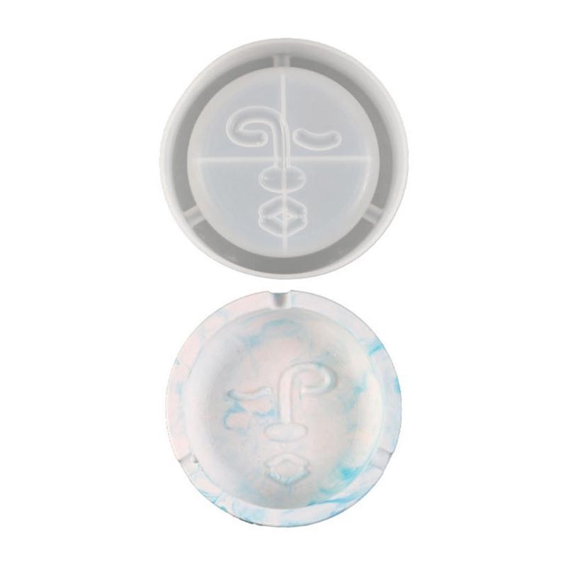 HX6F Realistic Face Ashtray Mold Office Decoration Casting Mould DIY Silicone Molds