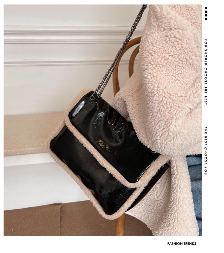 Damers Mångsidiga Plyschkedja Axelväska - Stor Kapacitet Höst/Vinter Mode Crossbody