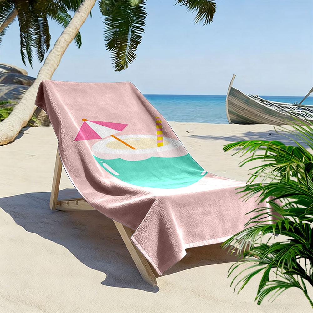 Tropical Coconut Drink Design Beach Towel Quick-drying for Travel Outdoor Sports Jogging Beach and Swimming