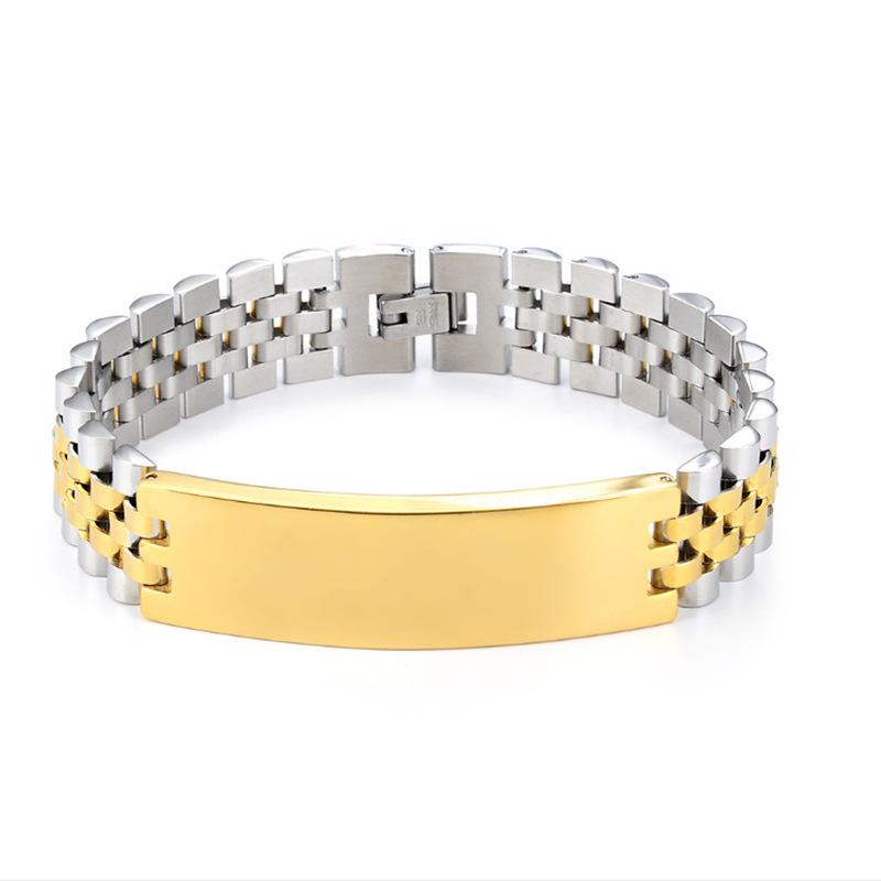 Herrenmode Verstellbares Titanstahlarmband: Europäischer & Amerikanischer Koreanischer Stil, Fünf-Glieder-Design, 15 mm breites gebogenes Edelstahl-Uhrenarmband.