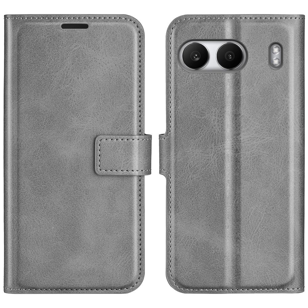 

For OnePlus Nord 4 Stand Case Anti-Scratch Calf Texture Leather Phone Cover Grey