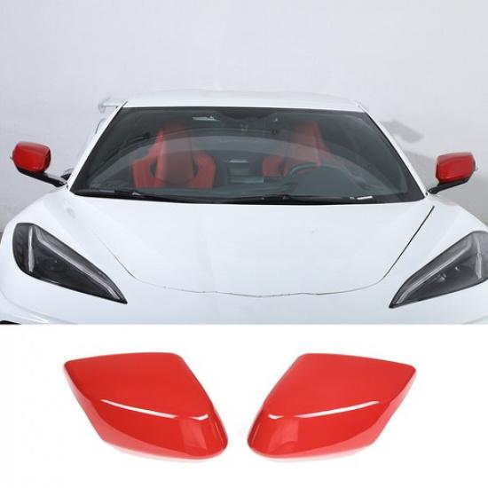 ABS Red Side Review Mirror Cover Trim For Corvette C8 -25