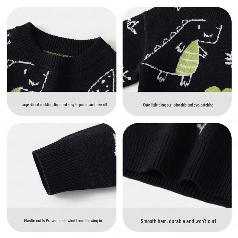 MQDMINI Boy's Dinosaur Party Knit Sweater