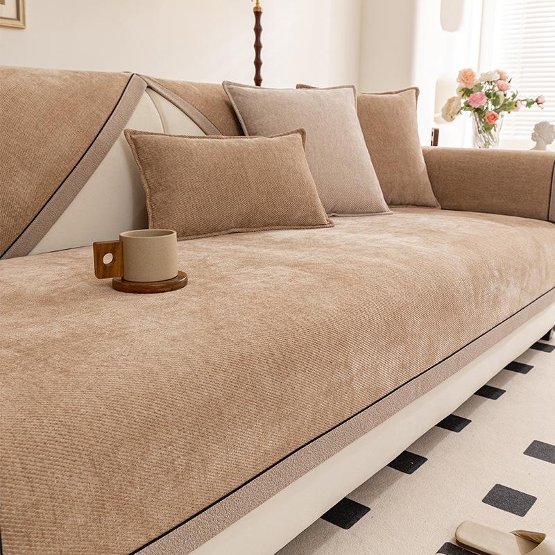 New Sofa Cover Universal In All Seasons, Simple Modern Non-Slip Seat Cushion, Chenille Sofa Cushion Cover Cloth Towel