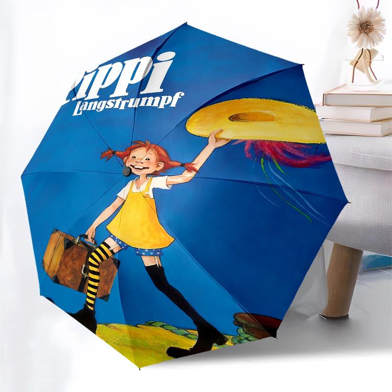 1pc Pippi, Longstocking Themed High-quality Umbrella,Automatic Opening and Closing Umbrella,Multi-functional Umbrella G0811357