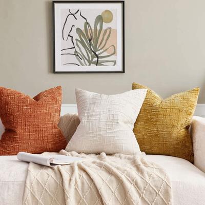 Teksturowana poszewka na poduszkę 18" x 18" Jednokolorowa poszewka na poduszkę dekoracyjną Ozdobna poszewka na poduszkę z ukrytym zamkiem błyskawicznym na kanapę sofę samochód podróż