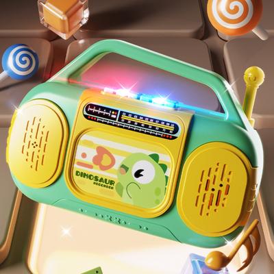 Kids Multi-functional Radio Toy with Music Light Recording 6 English Songs Toddlers Boys Girls Cartoon Giraffe Dinosaur Radio Educational Toy