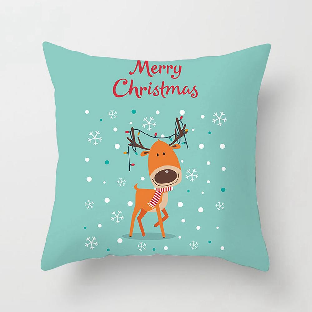Weihnachtsdekorationen Kissenbezug mit Weihnachtsmann-Druck für Zuhause Wohnzimmer Sofadekoration quadratischer Polyester-Kissenbezug