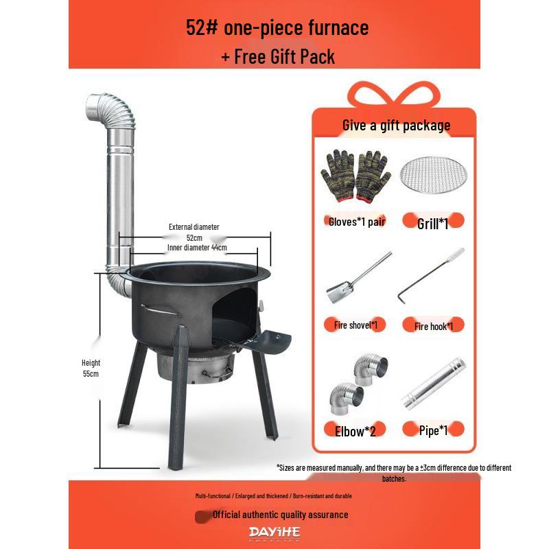 Portable Wood-Burning Stove for Home and Outdoor Use - Large Wok Stand, Clay Pot Compatible, Ideal for Rural Areas and Camping