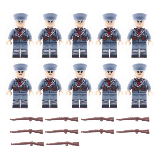 10 Pcs 1.7  WWII Mini Model Set Soldiers Figures Military Building Block L