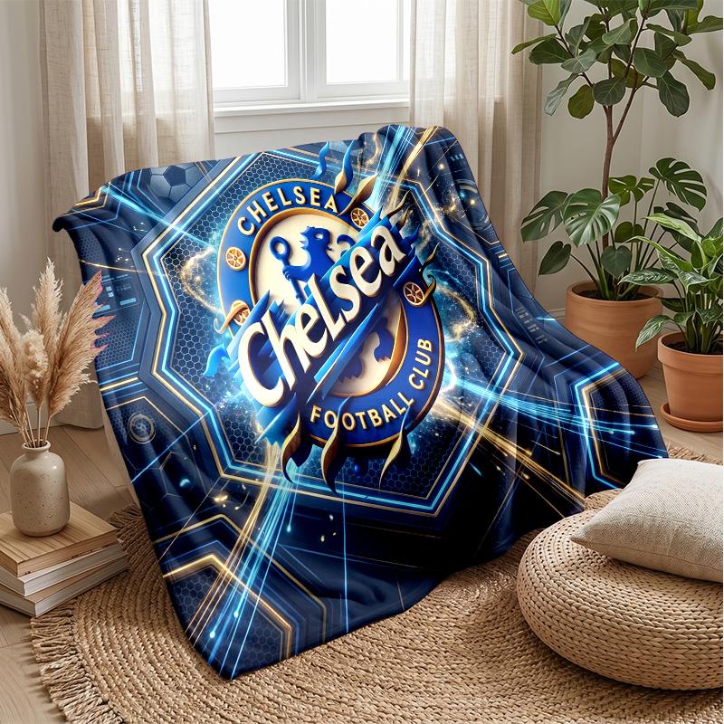 Chelsea FC Theme Blanket Soft Flannel Blanket Plush Throw Blanket Cozy Sofa Bed Blanket for Home Decor