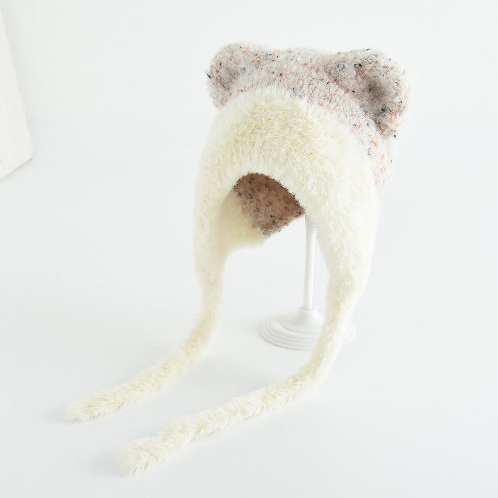 Girls' Knitted Wool Hat with Ear Protection - Warm and Windproof for Autumn and Winter Outings