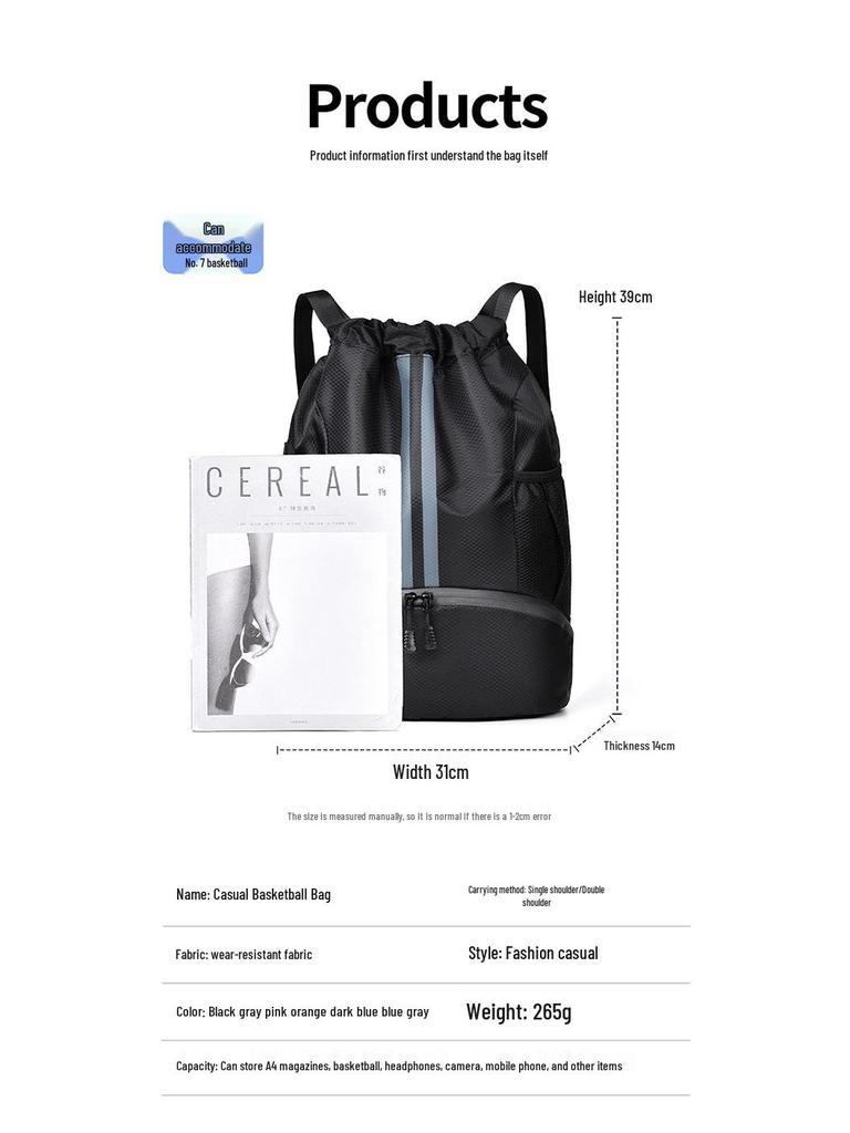 Durable Sports Backpack: Tennis/Basketball Bag with Shoe Compartment & Wet/Dry Separation