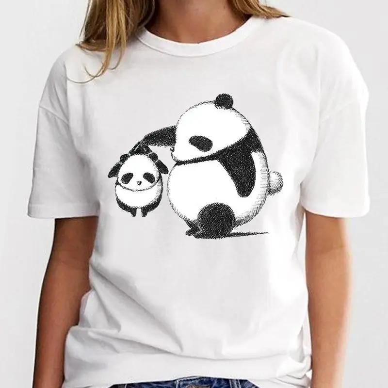 New Panda Lovely Cute Tshirt Clothing Cartoon Graphic Print Short Sleeve Fashion Casual T Shirt Women Soft Clothing