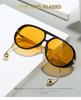 European and American Fashion Sunglasses Male Pilot Double Beam Large Frame Metal New Sunglasses Female