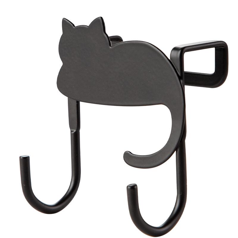 Cat-Shaped Wrought Iron Over-the-Door Hook - Nail-Free, Adhesive-Free 