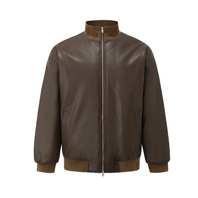 Abrigo Corto de Algodón y Cuero PU para Hombre Invierno Cálido Cuello Alto Abrigo de Algodón de Moda Estilo Coreano