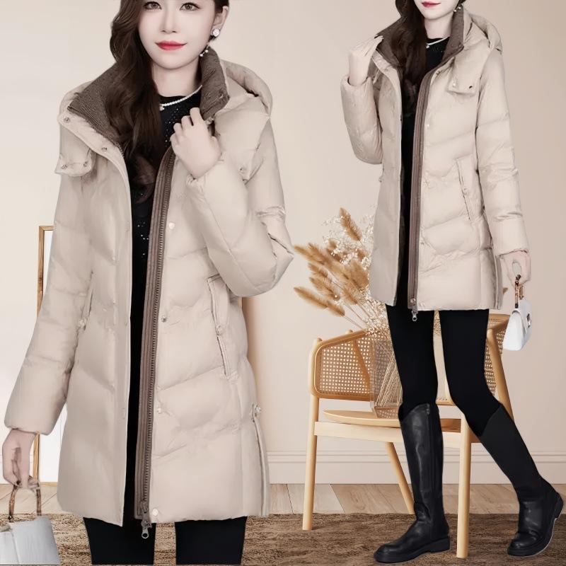 

Down cotton-padded clothes women s long winter new cotton-padded clothes thickened warm hooded cotton-padded jackets 4XL (recommended 131-72.5kg) хаки