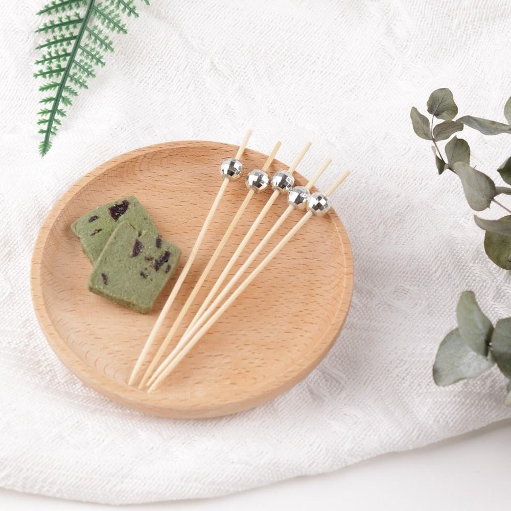 100pcs Mirror Finish Food Picks Disposable Bamboo Skewers Cake Toppers Wedding Birthday Party