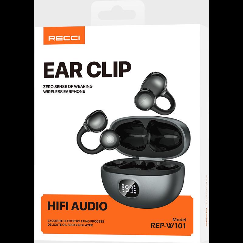 Recci REP-W101 True Wireless Bluetooth Earphones with Ear-Clip & Digital Display