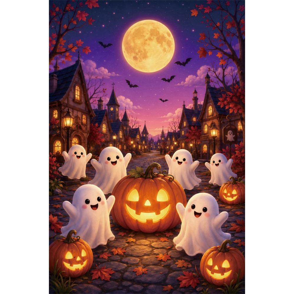 Halloweenové pozadie na fotenie Strašidelný duch Tekvicové lampáše Detská narodeninová oslava Halloweensky portrétny foto pozadie Fotokútik Vinyl 100x150cm