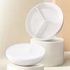 Ceramic Compartment Plate With Lid Three Compartments Round Steaming Plate For Breakfast And Diet Portion Control