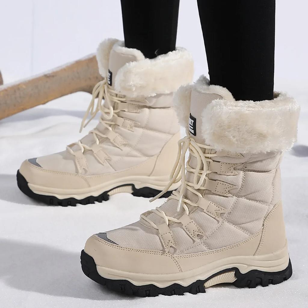 Fashion New Women Cotton Shoes Waterproof and Cold Proof Keep Warm Long Boots for Women Outdoor with Thick Velvet and Warmth Snow Boots