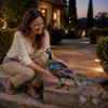Solar Peacock Statue Hued Yard Light Lighted for Balcony