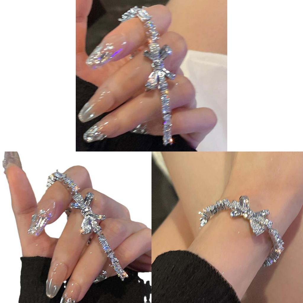 Stylish Copper Zircon Butterfly Cuff Bracelet With Minimalist Design For Female Fashion