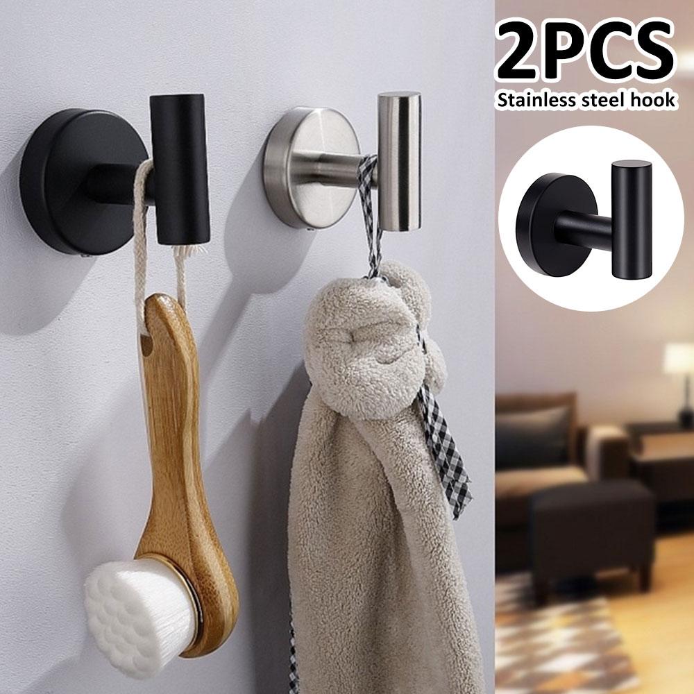 2/6 Pcs Bathroom Towel Hook Coat Robe Hook 304 Stainless Steel Wall Mounted Door Hanger Towel Wall Hanger Kitchen Accessories