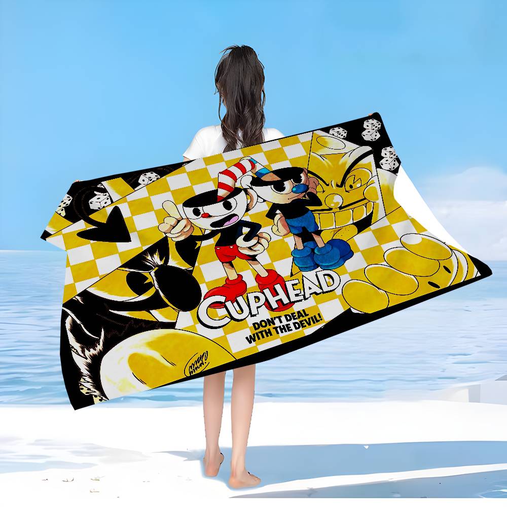 Shooting game C-Cuphead cartoon anime Big Microfiber Beach Towels Quick Dry Towel Sand Beach Pool Towel for Travel Swim Yoga