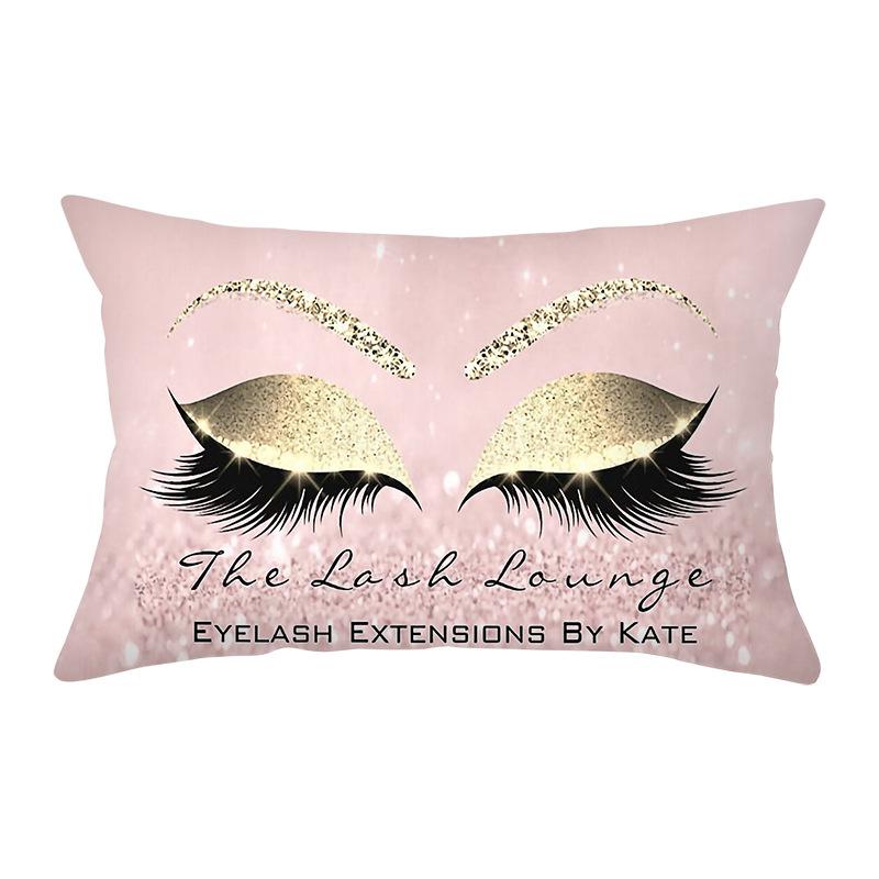 Peach Skin Waist Pillowcase Eyelash Print Cushion Cover Sofa Office Cushion Cover