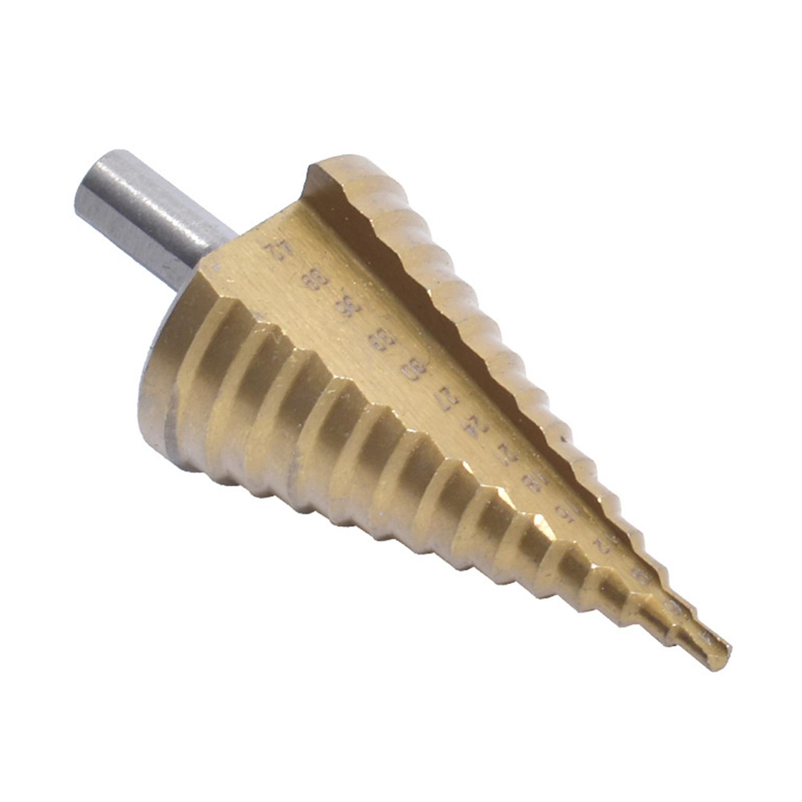 

Ступенчатое сверло HSS с титановым покрытием, прямой паз, 4-42 мм, конусное сверло с треугольным хвостовиком для сверления металла и дерева