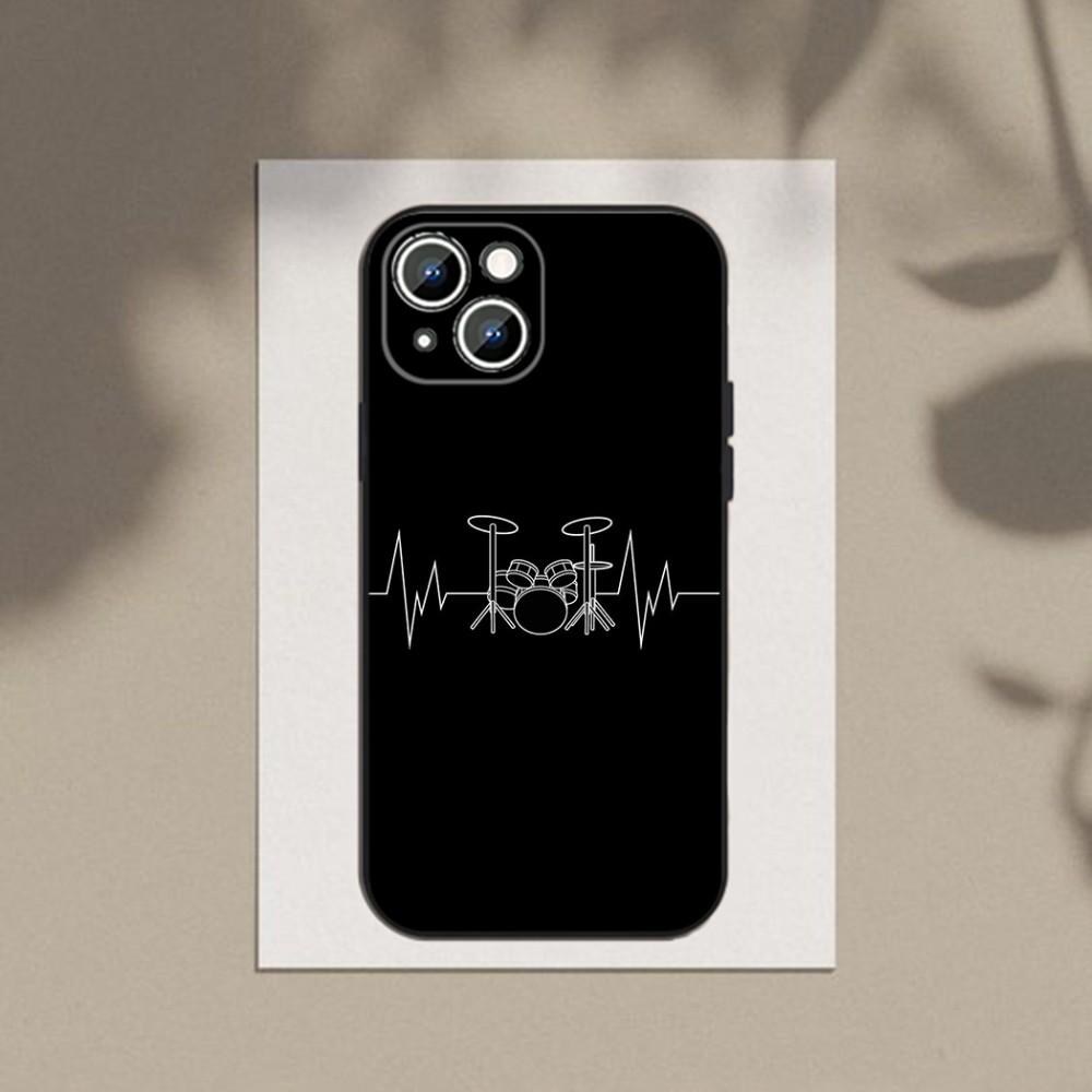 

Musical Instrument Drum Phone Case For Apple iPhone 15,14,13,12,11,XS,XR,X,8,7,Pro,Max,Plus,mini Silicone Black Cover iPhone12PRO