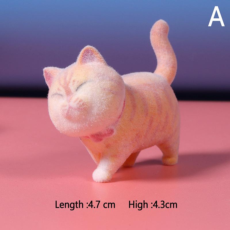 Kawaii Mini Tierpuppe Beflockung Dreidimensionale Katze Puppe Niedliche Simulation Katze Geschenk Mikrolandschaft Dekoration Desktop Ornamente