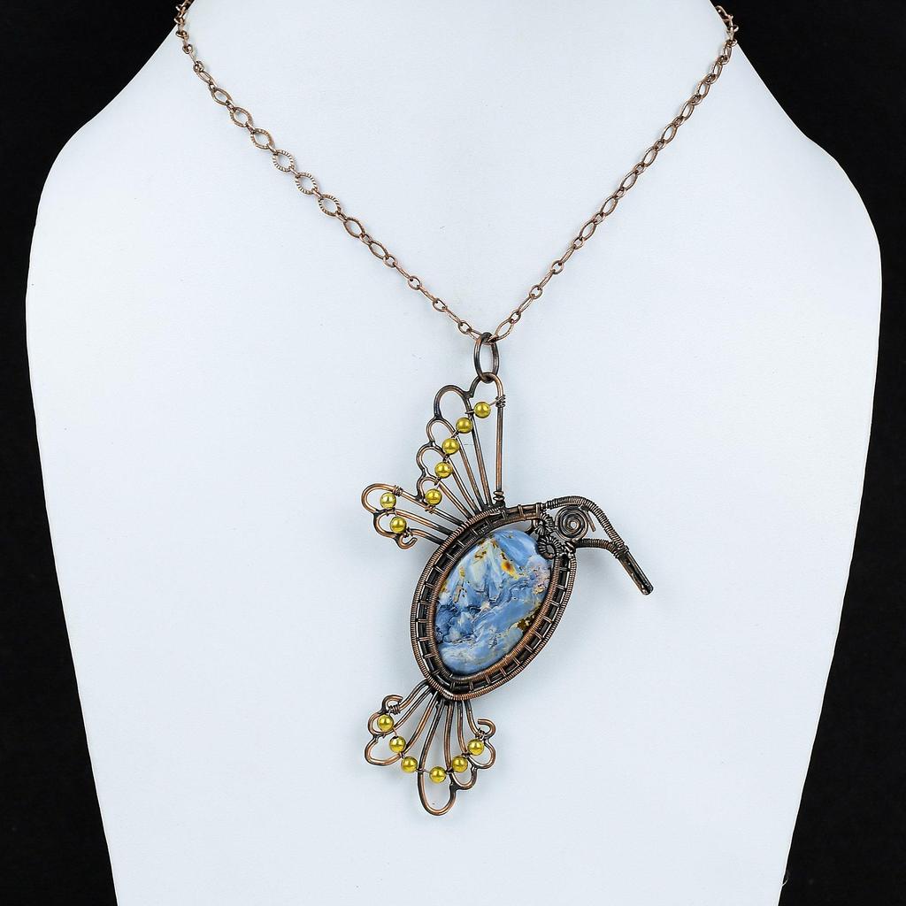 Pietersite Pendant Copper Wire Wrapped Gemstone Jewelry Handmade Pendants Pietersite Jewelry Copper Wire Wrap Pendant Bird Pendant For Gift