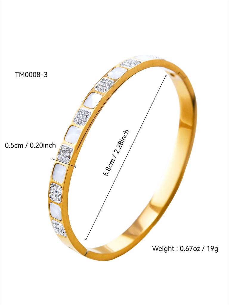 Fashion Simple Stainless Steel 18K Gold Plated Geometric Patterns, Beaded And Set Zirconia Bracelet, Women'S Jewellery Bracelet