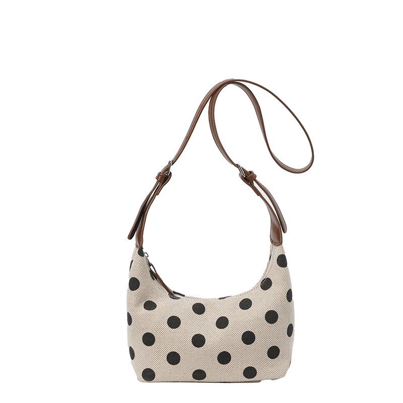 2024 Women's High-End Retro Polka Dot Tote Bag - Large Capacity, Trendy Casual Handheld Underarm Bag