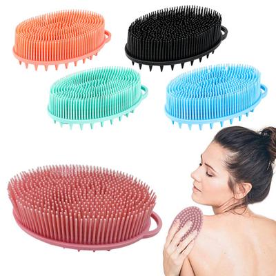 Bath Brush 2 In 1 Design Massage Cleansing Brush for Body And Head Silicone Body Exfoliating Scrubber with Anti-Slip Handle