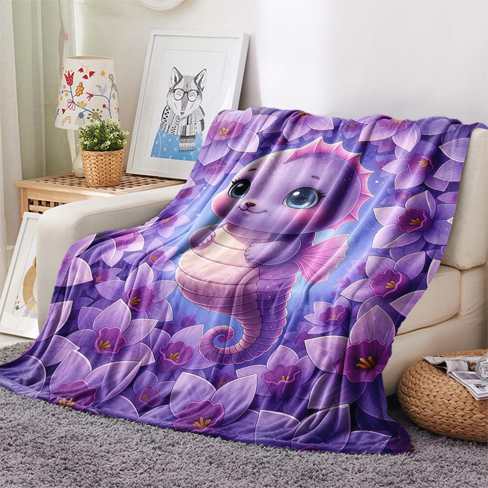 1Pc Cartoon Print Flannel Blanket, High Quality Comfortable for All Seasons, Home Decor, Warmth and Comfort, Perfect for Christmas Birthday Gift