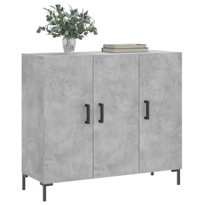 VidaXL Buffet gris béton 90x34x80 cm bois d'ingénierie 828112