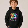 New Autumn/Winter Christmas Boys' Rainbow Pattern Cartoon Hoodie "SIX SEVEN 67" - Trendy Streetwear