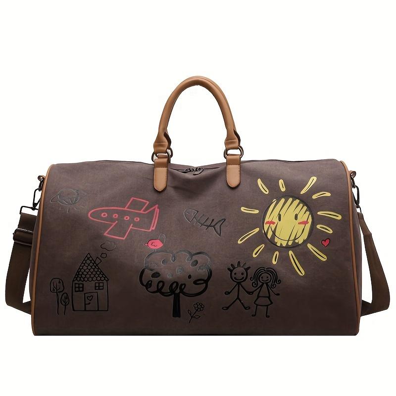 1 Stück Retro-Mode, leichte Reisetasche, Fitness-Einkaufstasche mit großer Kapazität, niedlich bedruckte Reißverschlusstasche für Geschäftsreisen, Schwimmen, Outdoor-Sport