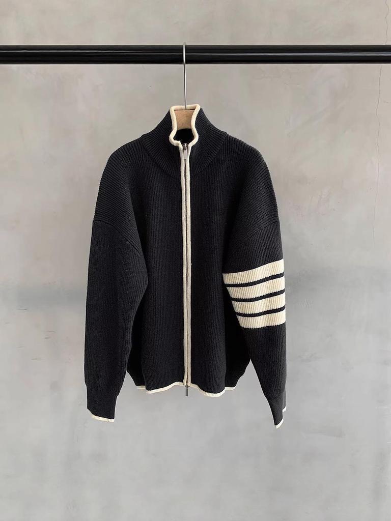 Men’s Slim Fit Striped Knit Cardigan - Fashionable Versatile Spring/Autumn Sweater 2025