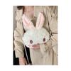 Cartoon Rosy Bunny Plush Shoulder Bag With Zipper Closure For Leisure Outings