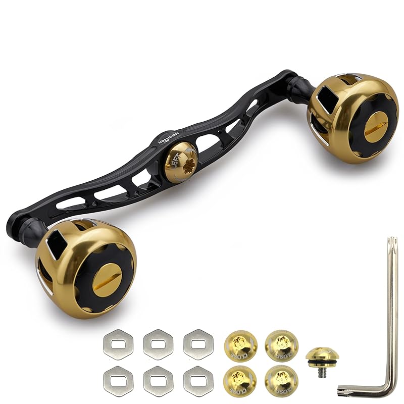 

HEIGHTEN 130/120mm reel handle Equipped with 32mm knob shimano daiwa abu garcia common use bait reel for Wheel Series (120mm - black & gold) (820)