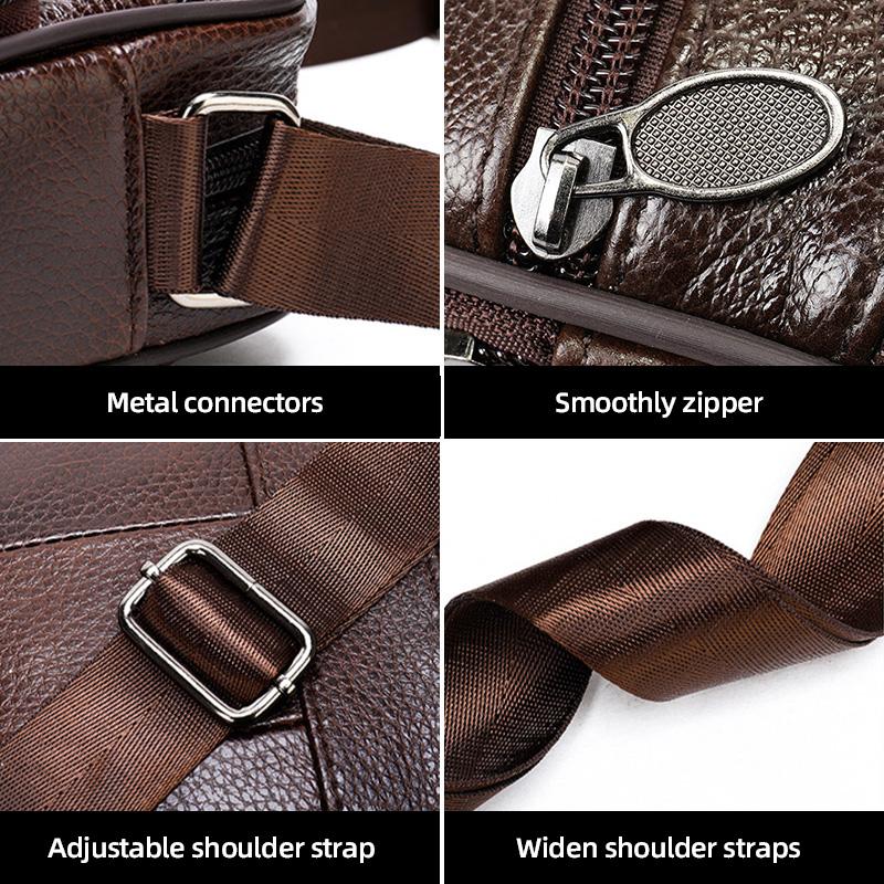 Neue vertikale Umhängetasche aus echtem Leder für Herren, lässige Umhängetasche aus vollnarbigem Leder, verstellbare Business-Umhängetasche aus Leder für Herren